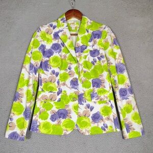 J. Crew Floral Blazer with Lime, Lavender, and Beige